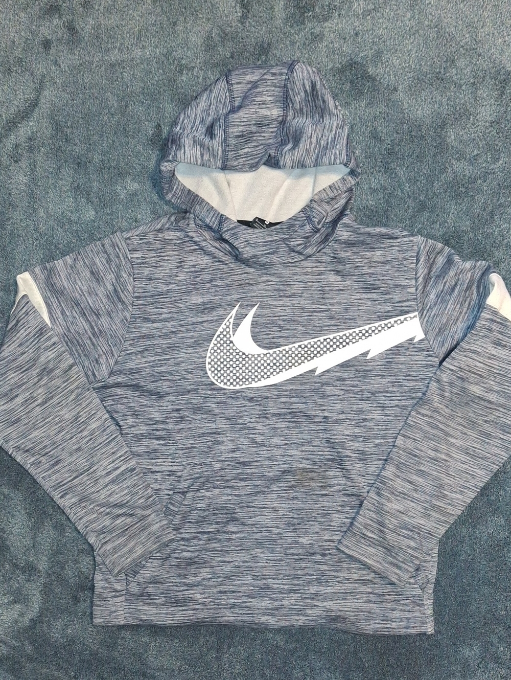 Nike Heather Blue Pullover Hoodie with White Swoosh